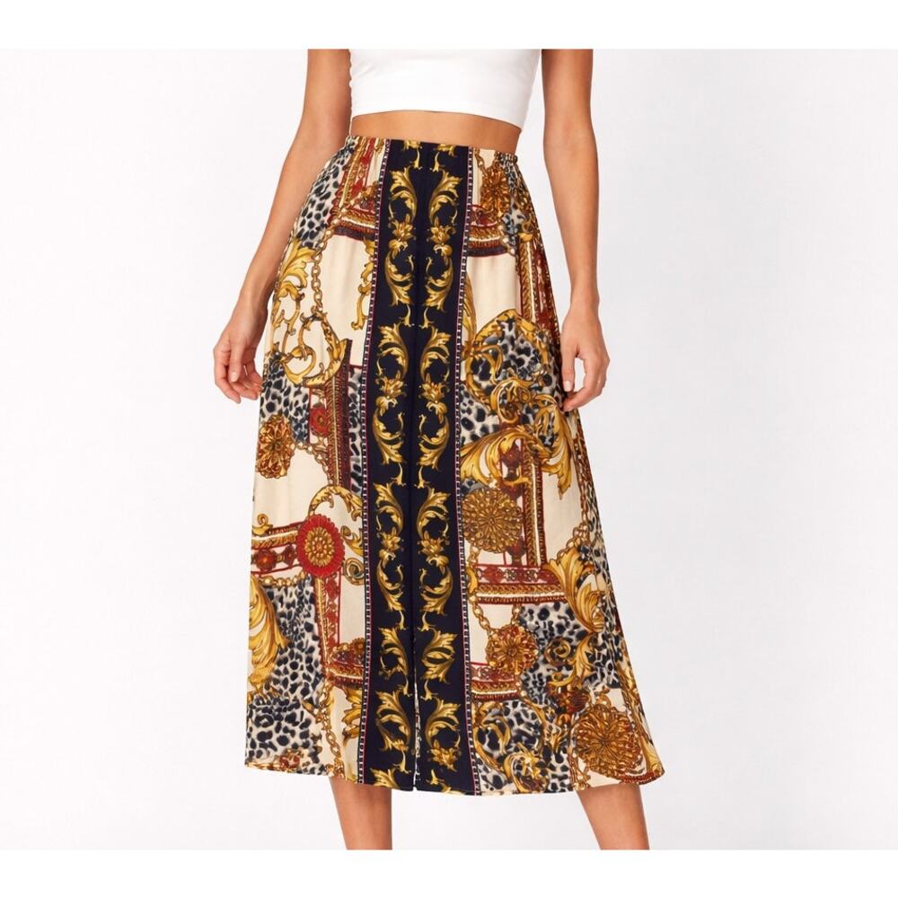 NWT Cache Baroque Print Midi Skirt